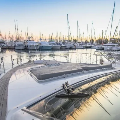 Aegean Gateaways sunset view from yacht deck in Saronic Gulf